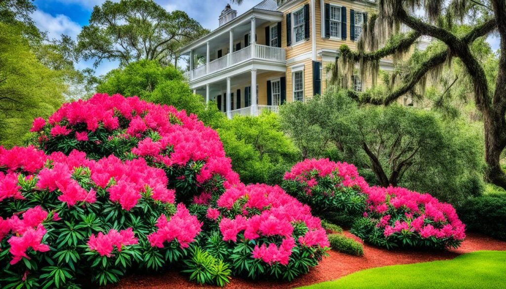 Azaleas in full bloom