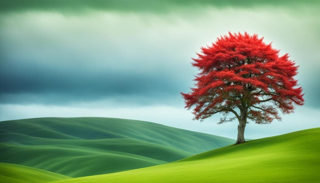 Red Fluffy Tree