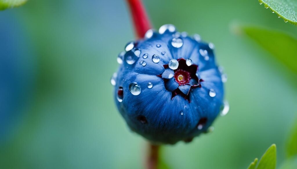 blueberries with red stems