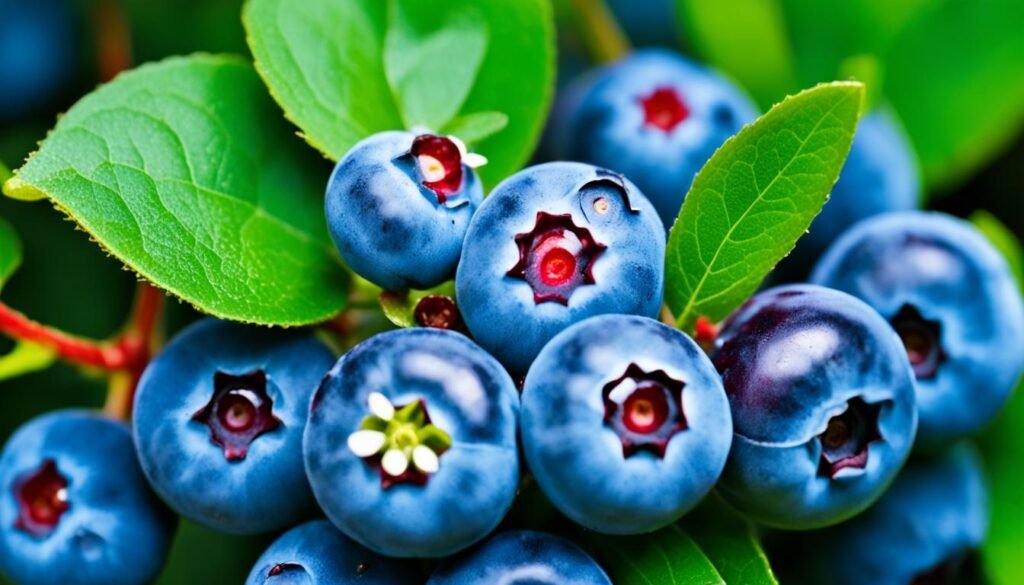 blueberries with red stems