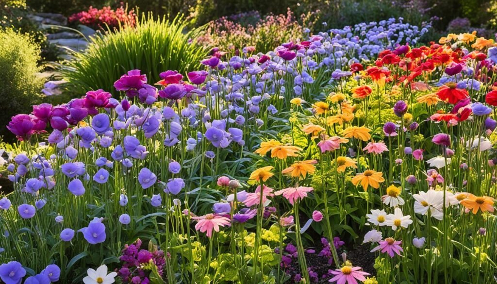 cup looking flowers in a garden