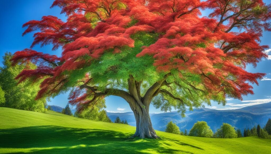 red fluffy tree