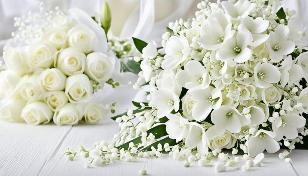 white monochrome floral wedding theme