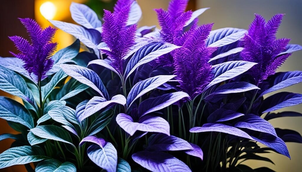 Purple houseplant with fuzzy leaves