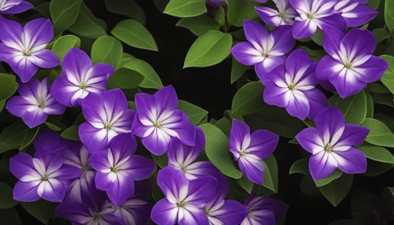 bushes with purple and white blooms