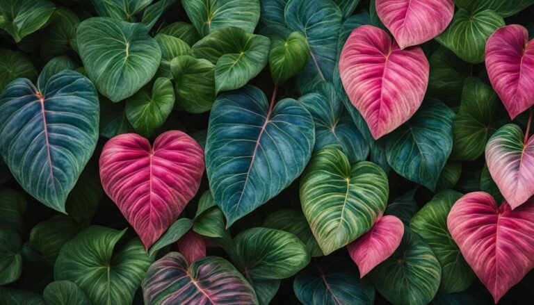 plants with heart-shaped variegated leaves