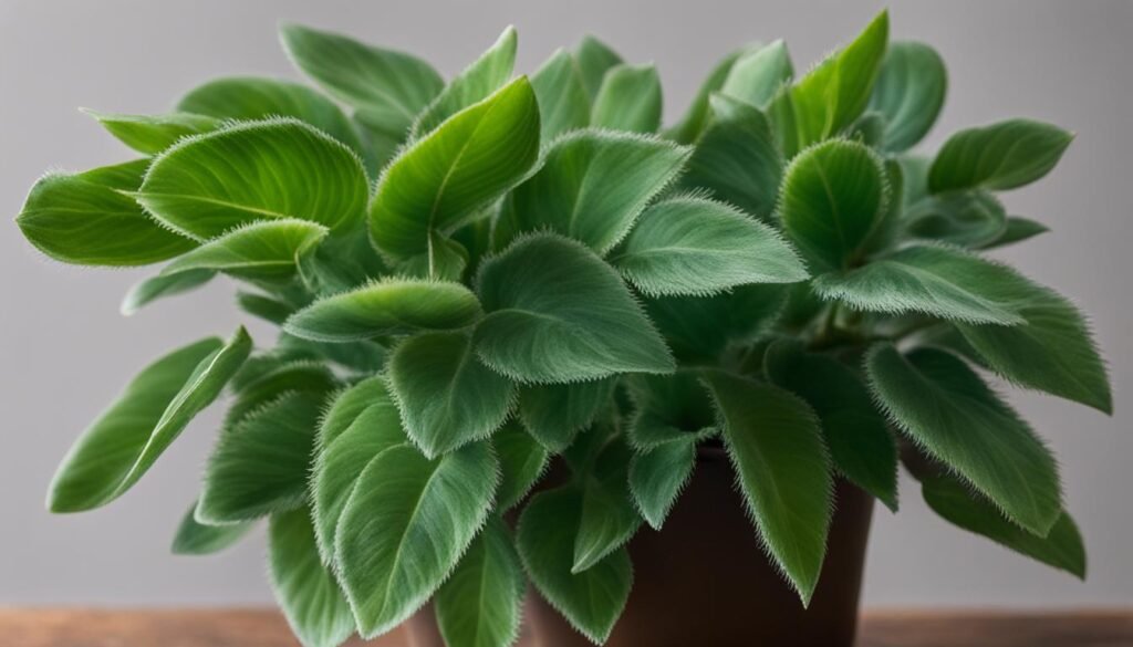 small houseplant with fuzzy leaves