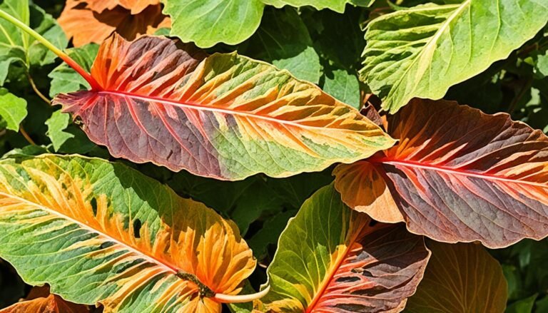 sunburned hibiscus leaves