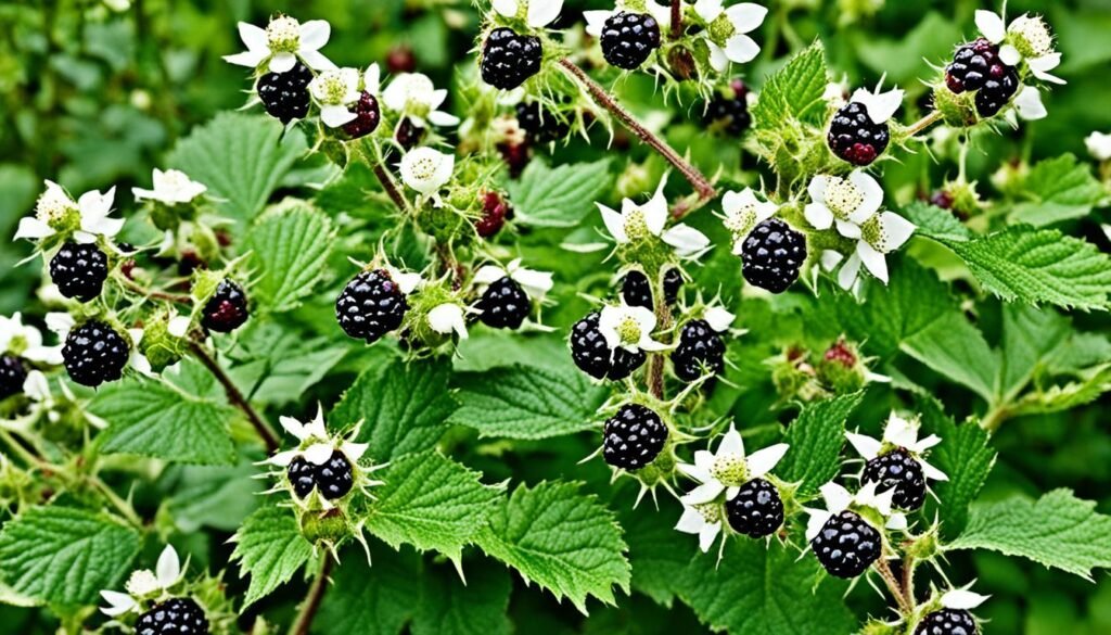 thorny blackberry plants