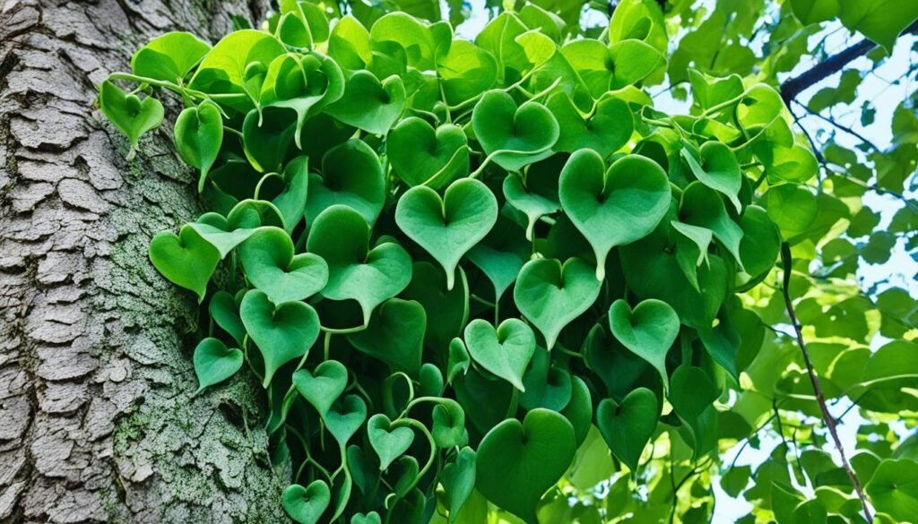 vine with heart-shaped leaves for shade