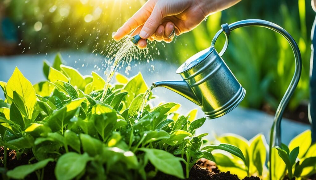 watering plants