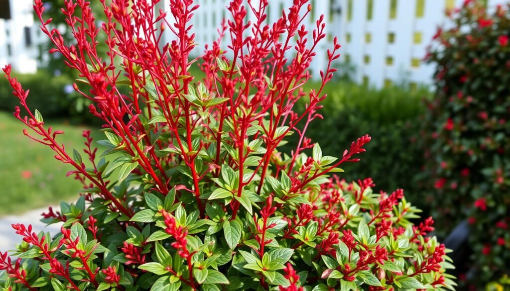 plant with red stalk and green leaves