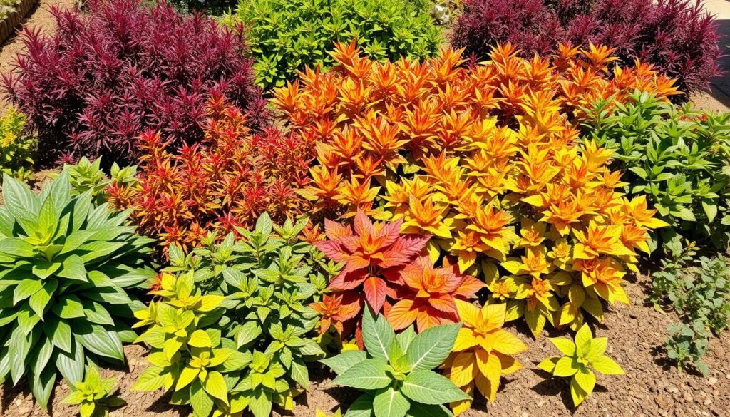 a group of colorful plants