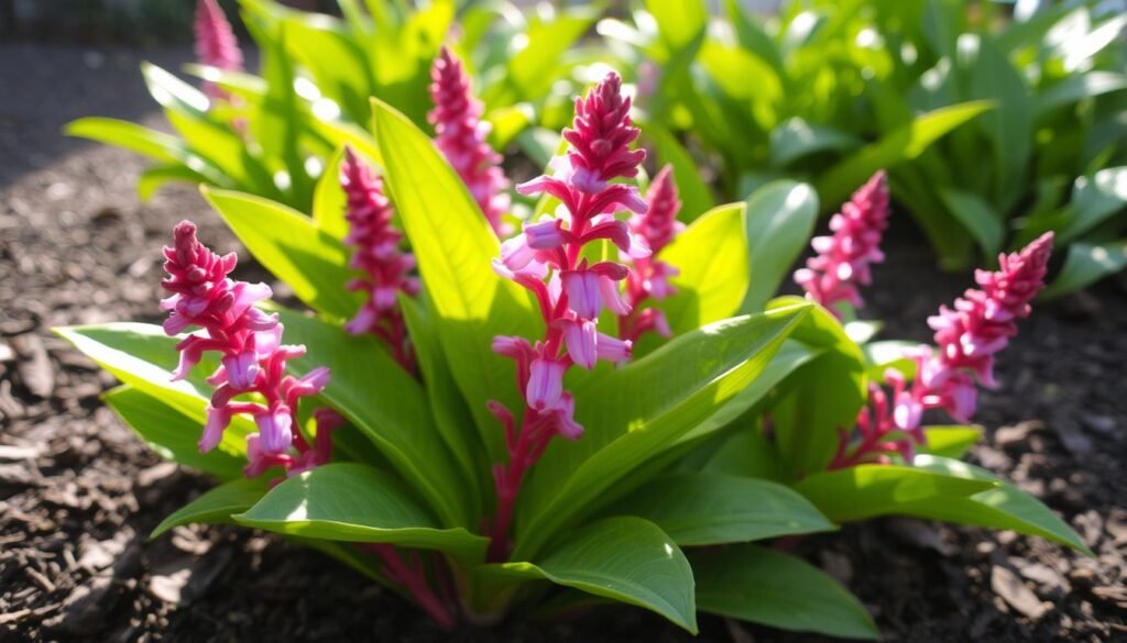 plant with red stalk and green leaves
